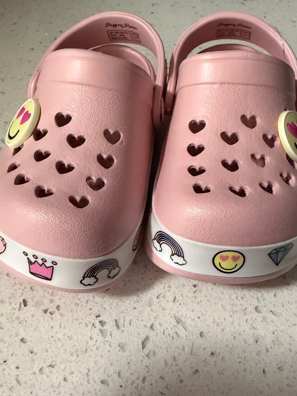 Kids Pink Heart-Detail Slip-On Clog with Smile Charm - Picture 2 of 4